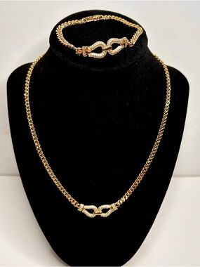 18k PVD Horse Bit Style w/Pave Stones on Cuban Necklace & Bracelet set!